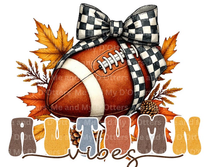 Boho Fall Football PNG: Coquette Bow, Autumn Vibes (300 dpi)