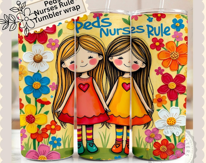 Celebrate pediatric nurses with a bright, happy Peds-themed wrap | plus 2 FREE bonus nurse collage wraps included with your download!
