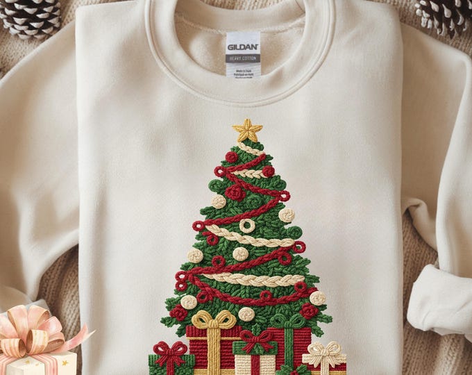 Chunky FAUX Yarn Christmas Tree PNG | Yarn Texture Holiday Sublimation Design