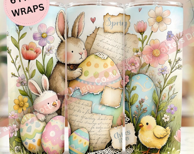 Vintage Easter Chicks For Sale- Tumbler Wrap PNG, Cottagecore Spring Sublimation, Coquette Easter Tumbler Design |  6 BONUS Wraps