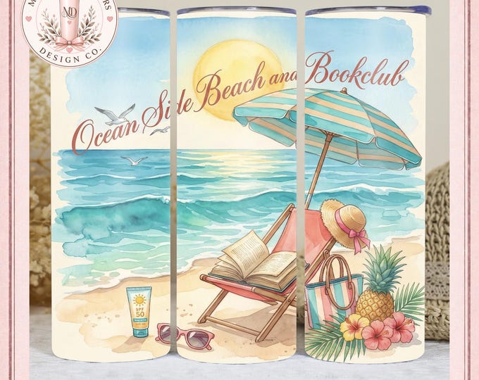 Summer Book Club Tumbler Wrap PNG, Beach Club - Book Club Design
