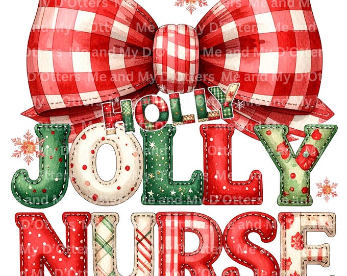 Holly Jolly Christmas Nurse| Patchwork PNG | Holiday Sublimation Design | Nurses Christmas | Retro Christmas PNG
