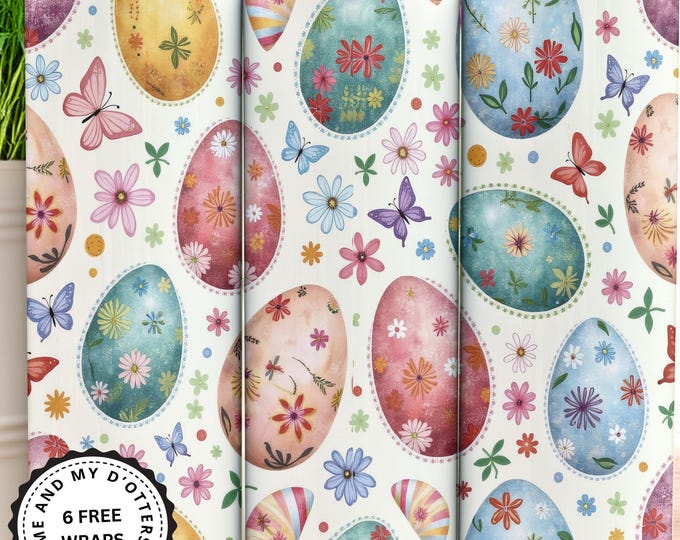 Easter Egg Tumbler Wrap PNG, Cottagecore Spring Sublimation, Coquette Easter Tumbler Design - comes with 6 BONUS Wraps