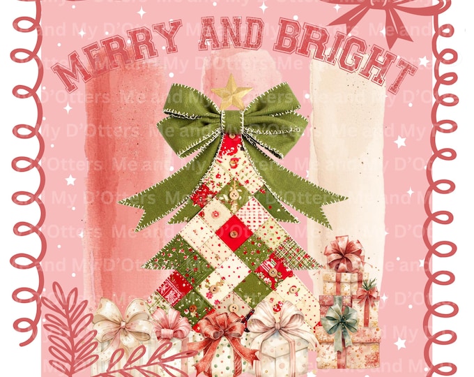 Retro Patchwork Christmas Tree PNG – Quilted Holiday Design (Digital Download)