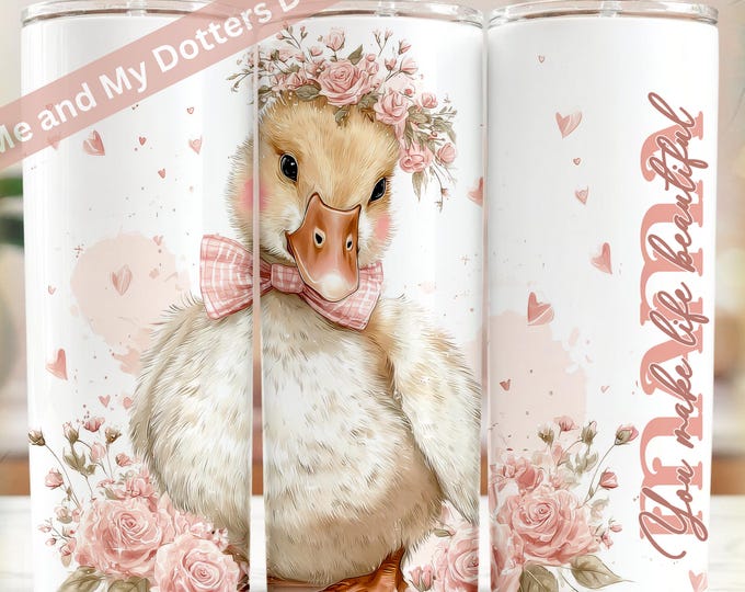 Cute Coquette Goose Seamless Tumbler Wrap Bundle PNG | Mother's Day Gift Sublimation | Pink Roses - 20oz Skinny Wrap | Digital Download