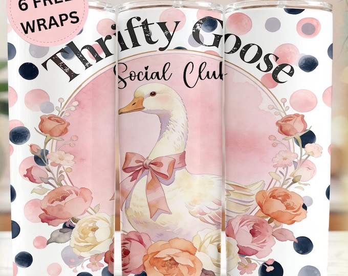 Thrifty Goose PNG | Vintage Grandmacore Goose Set of 2 | Cottagecore Retro Goose (Instant Download) 6 FREE BONUS Wraps