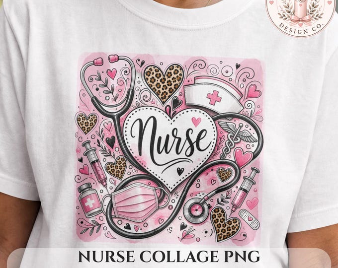 Nurse Shirt PNG, Tumbler Wrap, Nurse Shirt Design, Pink Leopard Nurse Sublimation, Nurse PNG Bundle, Instant Download