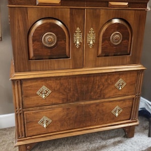Unique Antique Art Deco Highboy/Gentlemen&#39;s Dresser