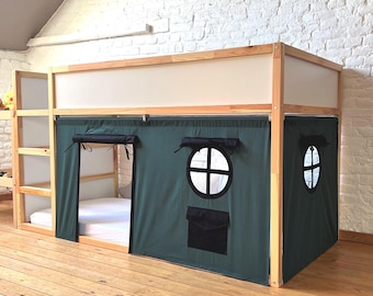 IKEA KURA Bed Curtains, Custom Cotton Playhouse Curtains for Loft Beds
