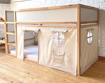 Cortinas de cama IKEA KURA, cortinas de algodón para camas altas con diseño de casita de juegos infantil
