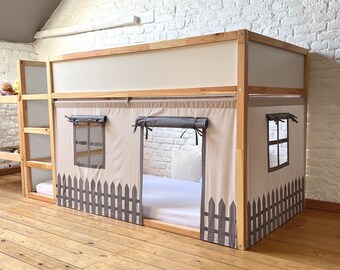 IKEA KURA Bed Curtains, Custom Cotton Playhouse Curtains for Loft Beds