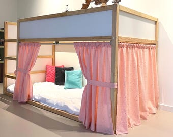 Cortinas de muselina para cama Ikea KURA, cortinas de casa de juegos con dosel, cortinas personalizadas para literas infantiles, decoración de habitación Montessori, cortinas de muselina