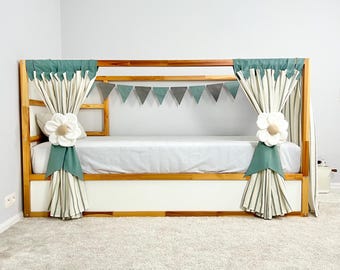 Curtains for Ikea Kura bed, House bed curtains,  Kura curtains, Bunk bed curtains, House bed canopy, Ikea Kura Hack