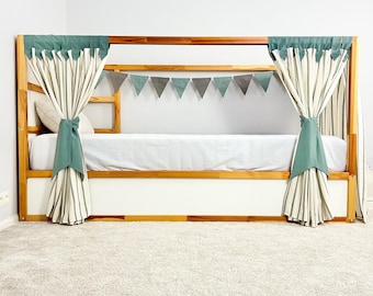 Curtains for Ikea Kura bed, House bed curtains,  Kura curtains, Bunk bed curtains, House bed canopy, Ikea Kura Hack