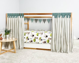 Curtains for Ikea Kura bed, House bed curtains,  Kura curtains, Bunk bed curtains, House bed canopy, Ikea Kura Hack