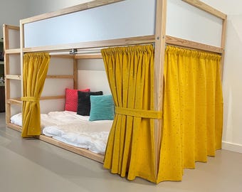 Ikea KURA Bed Curtains Muslin | Canopy Playhouse Curtains | Custom Size Kids Bunk Bed Curtains | Montessori Room Decor | Muslin Curtains