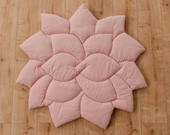 Flower Baby Play Mat, Soft Cotton Baby Floor Mat for Tummy Time, Nursery Play Mat, Baby Photoshoot Prop