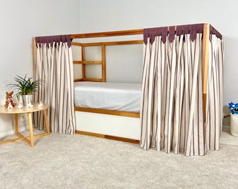 Curtains for Ikea Kura bed, House bed curtains,  Kura curtains, Bunk bed curtains, House bed canopy, Ikea Kura Hack