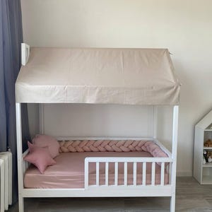 Custom Montessori House Bed Canopy, Kids Bed Curtains, Toddler Playhouse Tent, Handmade Cotton Bed Decor image 19