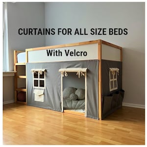 Tende per letto Ikea Kura, baldacchino per bambini, letto a castello a soppalco, casetta da gioco, cotone personalizzato