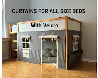 Cortinas de cama Kura de Ikea con dosel para niños, loft, litera, casa de juegos, algodón personalizado