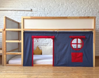 IKEA KURA Bed Curtains, Custom Cotton Playhouse Curtains for Loft Beds