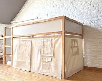 Cortinas de cama IKEA KURA, cortinas de algodón para camas altas con diseño de casita de juegos infantil