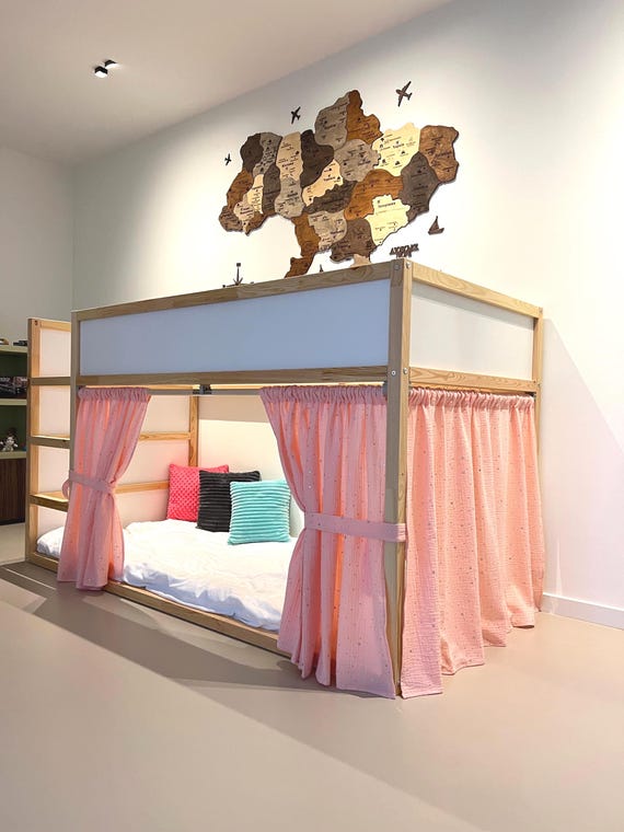 Ikea KURA Bed Curtains Muslin | Canopy Playhouse Curtains | Custom Size Kids Bunk Bed Curtains | Montessori Room Decor | Muslin Curtains