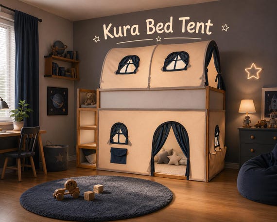 IKEA KURA Bed Curtains & Tent | Custom Kids Loft Bed Canopy - Etsy