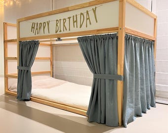 Ikea KURA Bed Curtains Muslin | Canopy Playhouse Curtains | Custom Size Kids Bunk Bed Curtains | Montessori Room Decor | Muslin Curtains