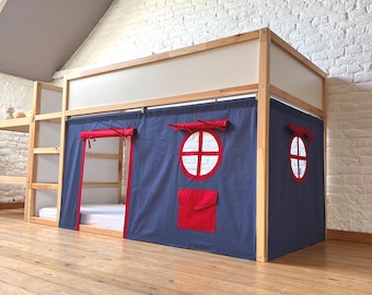 IKEA KURA Bed Curtains, Custom Cotton Playhouse Curtains for Loft Beds