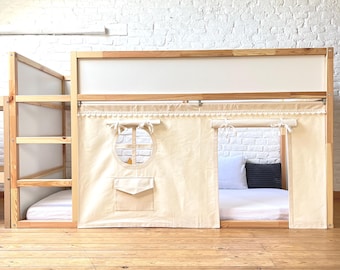 IKEA KURA ベッドカーテン ロフトベッド用コットン製キッズプレイハウスカーテン