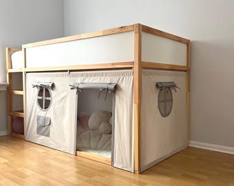 IKEA KURA Bed Curtains, Custom Cotton Playhouse Curtains for Loft Beds