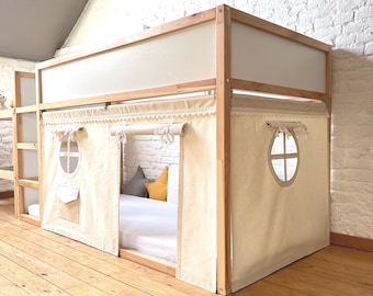 Cortinas de cama IKEA KURA, cortinas de algodón para camas altas con diseño de casita de juegos infantil