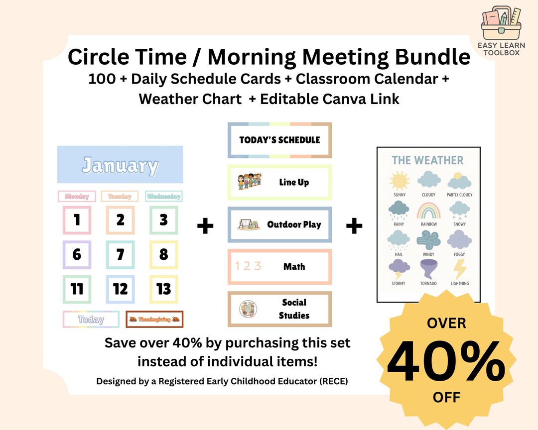 Circle Time Bundle | Daily Visual Schedule With 100+ Cards, Classroom ...