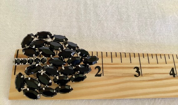 Marvelous Vintage Black Faceted Navette Rhineston… - image 5