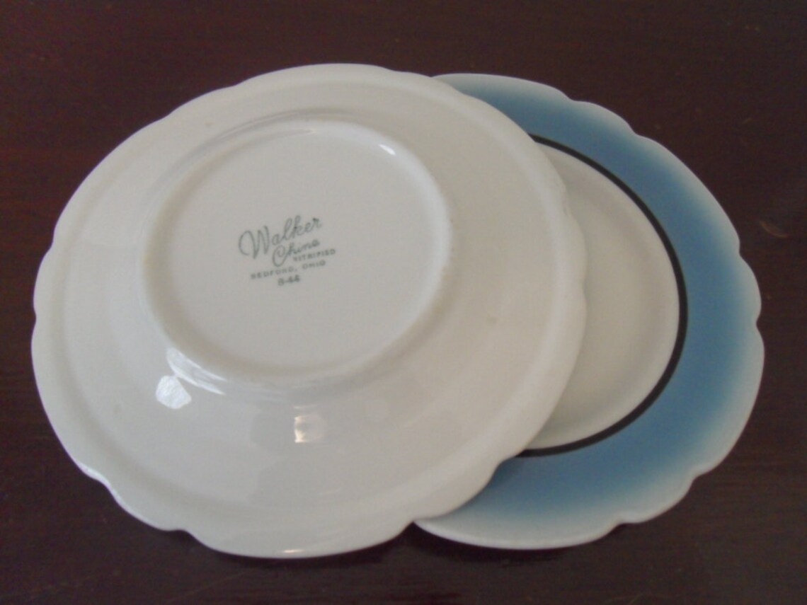 Walker China Vitrified Turquoise and Black Restaurant Ware Etsy