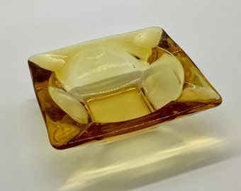 Vintage Retro 70s Amber Glass Ashtray, Vintage Tobacciana