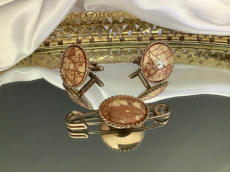 OOAK Vintage Art Deco Ladies Cufflinks and Skirt or Dress Pin Set