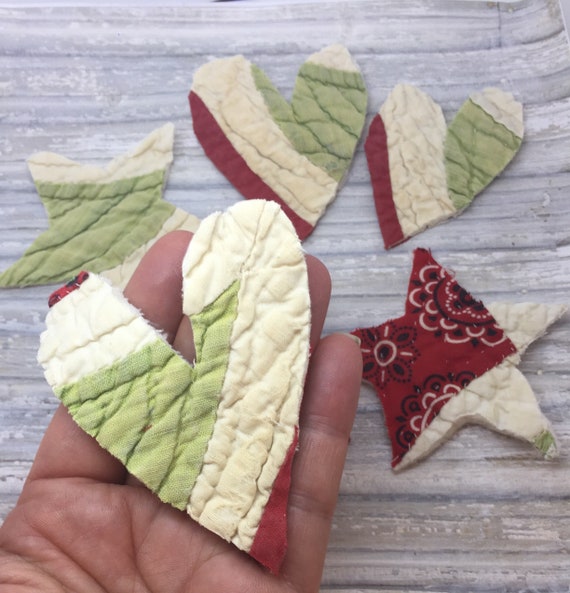 Cutter Quilt Appliques Star and Hearts Appliqués Red White Etsy