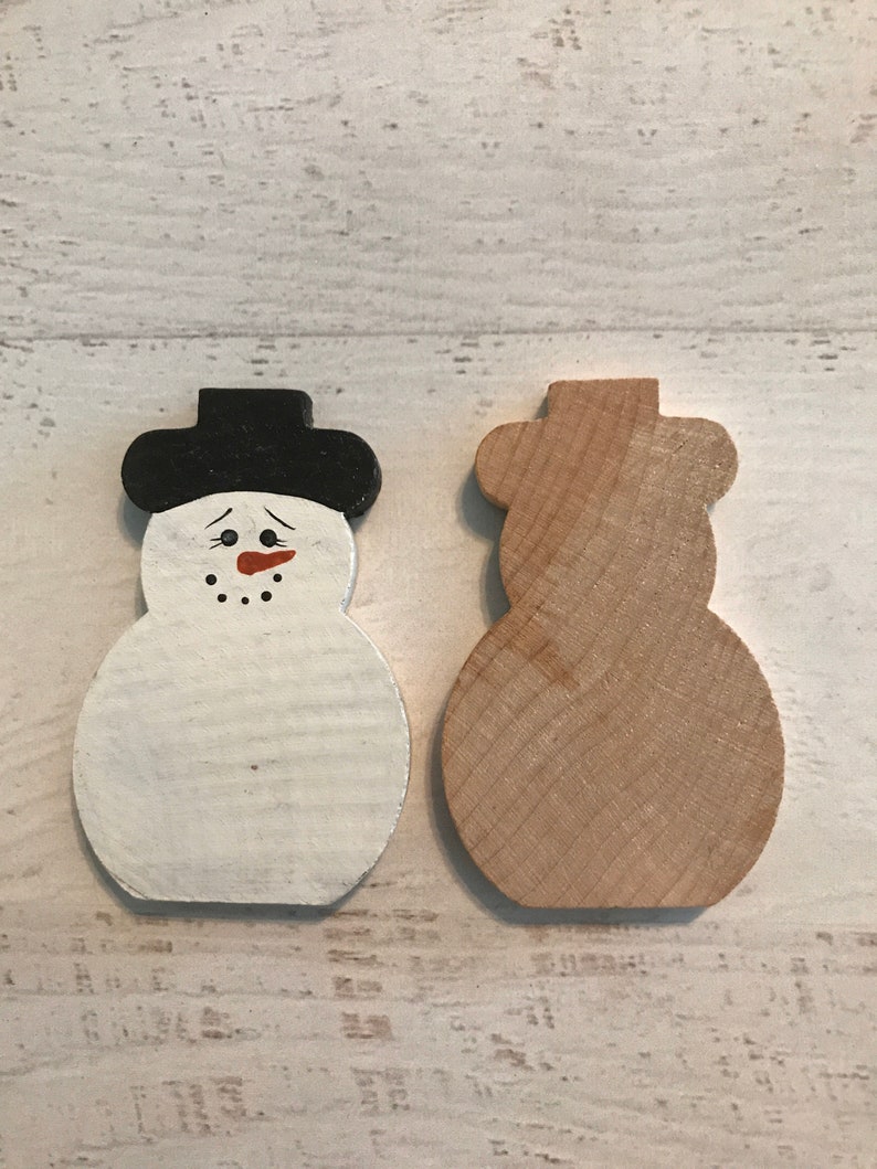 8 Unfinished Wood Snowman Blanks DIY Christmas Ornaments, Unfinished Wood Snowman Ornament