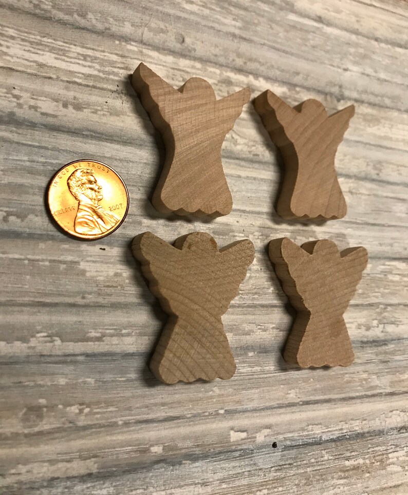 5 UNFINISHED Angel Miniature Wood Blanks, Craft Projects, DIY Christmas