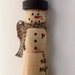 Primitive Snowman Woodturning, Hand Painted Wooden Snowman Sale