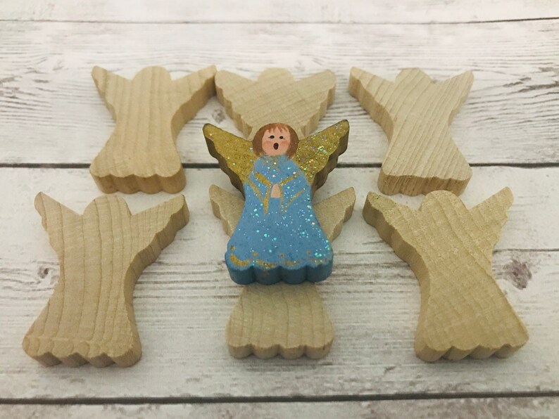 5 UNFINISHED Angel Miniature Wood Blanks, Craft Projects, DIY Christmas