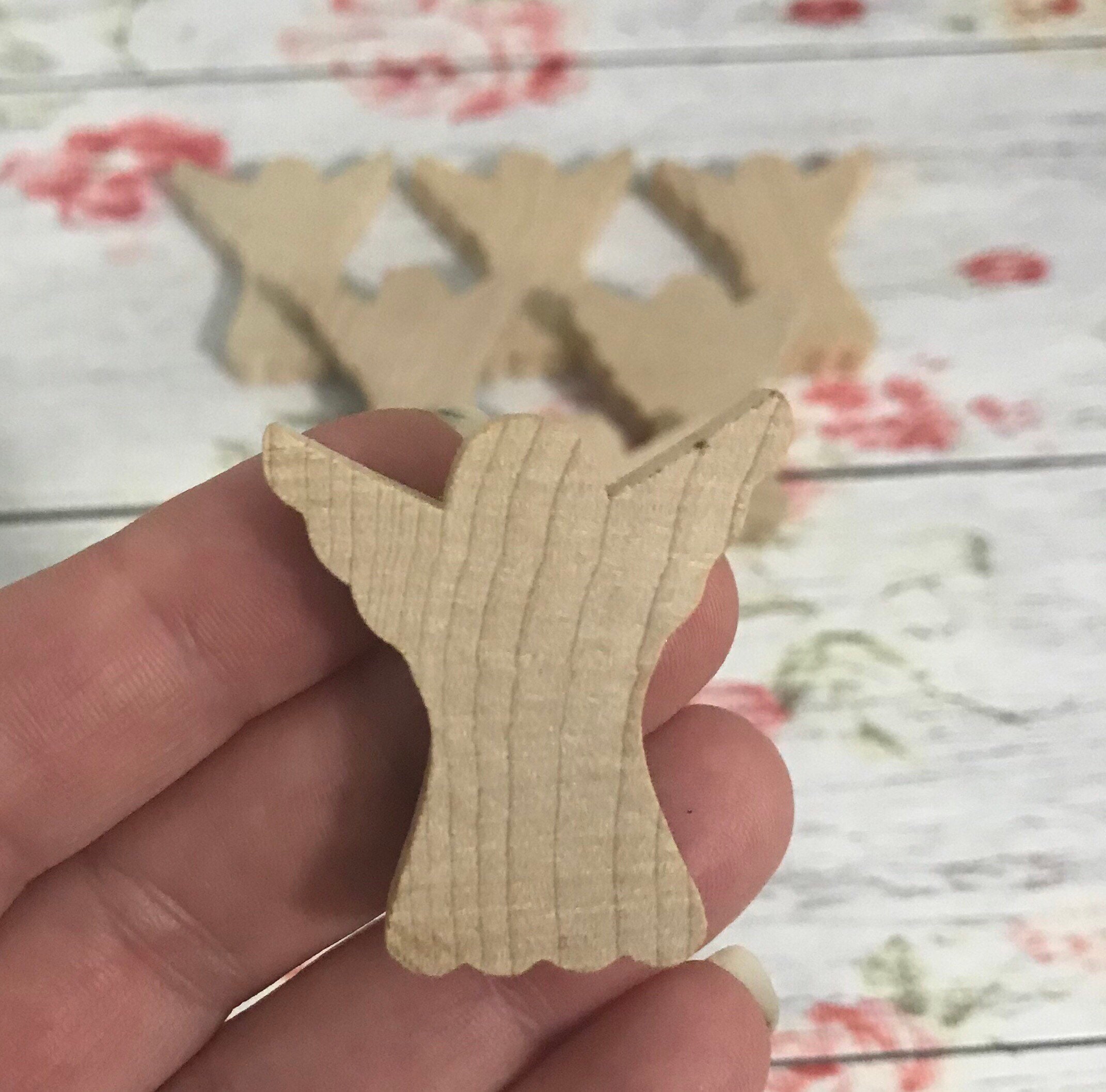 5 UNFINISHED Angel Miniature Wood Blanks, Craft Projects, DIY Christmas