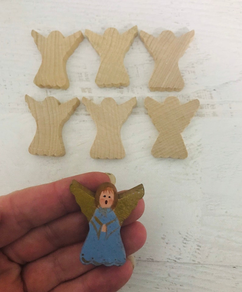 5 UNFINISHED Angel Miniature Wood Blanks, Craft Projects, DIY Christmas