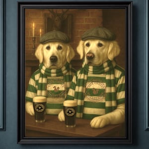Dog Drinking in a Cosy British Pub Bespoke/ Custom Print of your Dog from Photos - A3 Portrait | Personalised Pet Print | Unique Gift