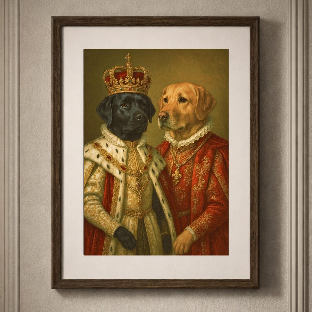 Personalised Royal Pet A3 Portrait From Photo | Regal Dog Art Print ...