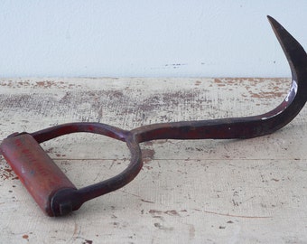 Antique Rustic Red Hay Hook Farm Tool - Farmhouse Decor
