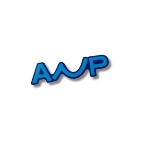 May include: A blue logo with the letters "AWP" in a stylized font. The letters have a 3D effect with a shadow, and the background is white. The "W" is designed with a wave-like shape.